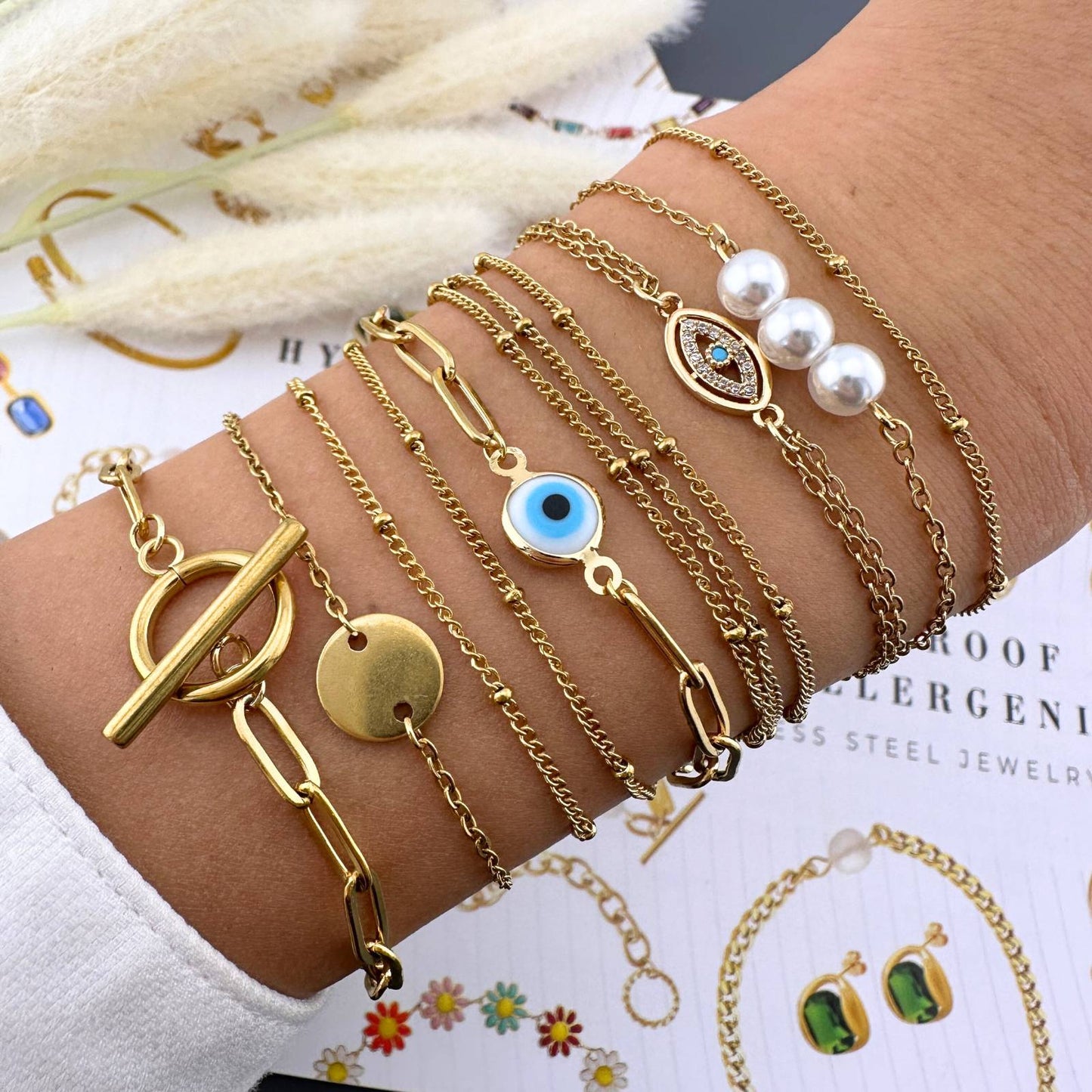 18K Gold Plated T-Bar Paperclip Bracelet