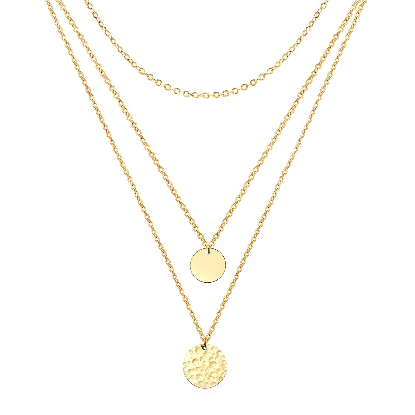 18K Gold Plated Triple Layer Disc Necklace