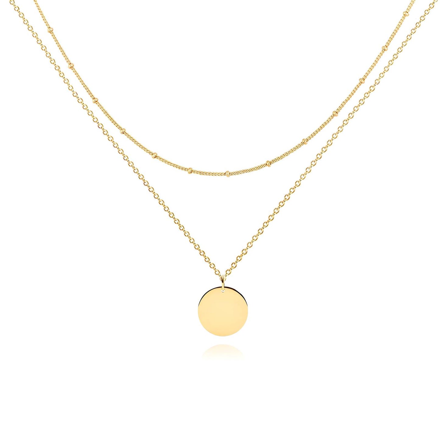 18K Gold Plated Double Layer Disc Necklace