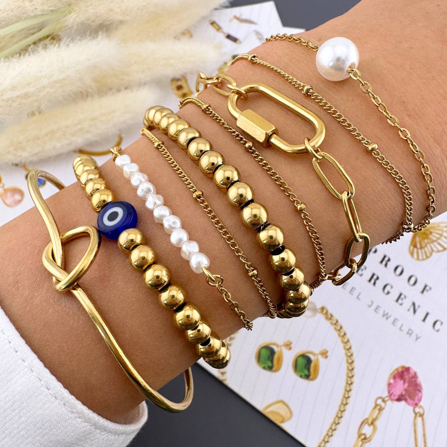 18K Gold Plated 'Evil Eye' Beaded Bracelet