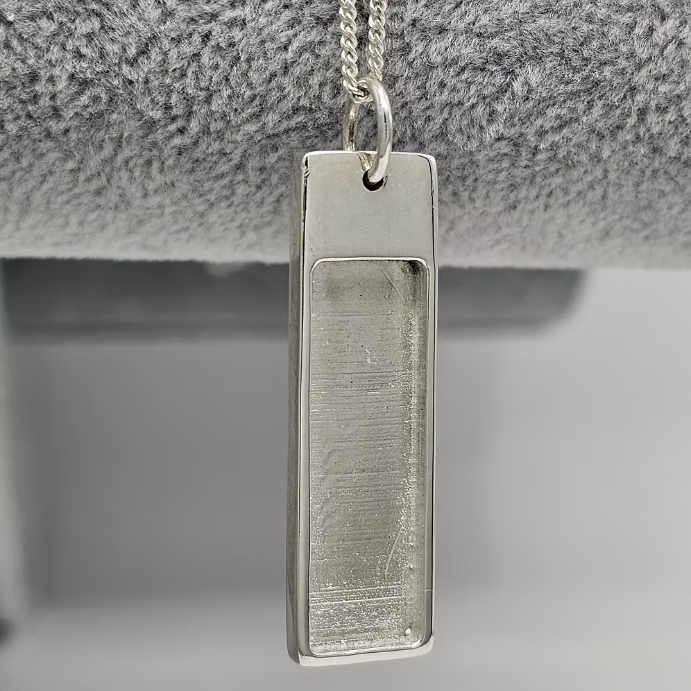 Men's Sterling Silver Rectangular Dog Tag Pendant