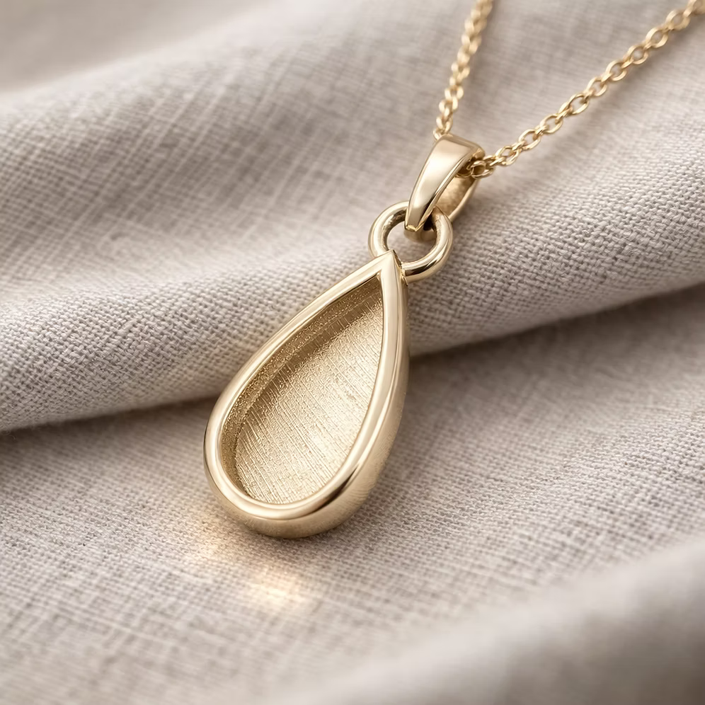 18kt Solid Gold Teardrop Charm/Necklace