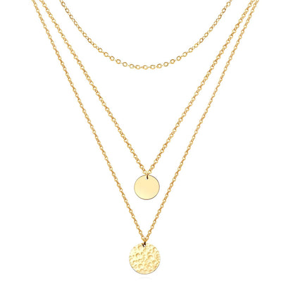 18K Gold Plated Triple Layer Disc Necklace
