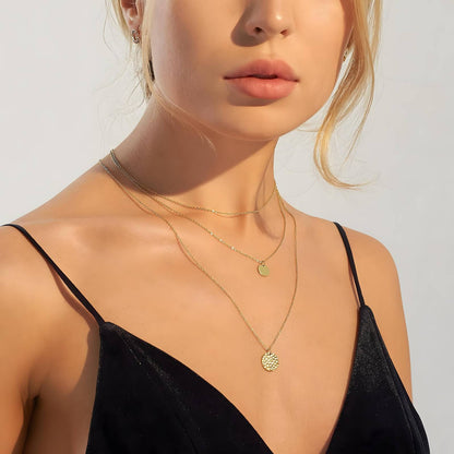 18K Gold Plated Triple Layer Disc Necklace