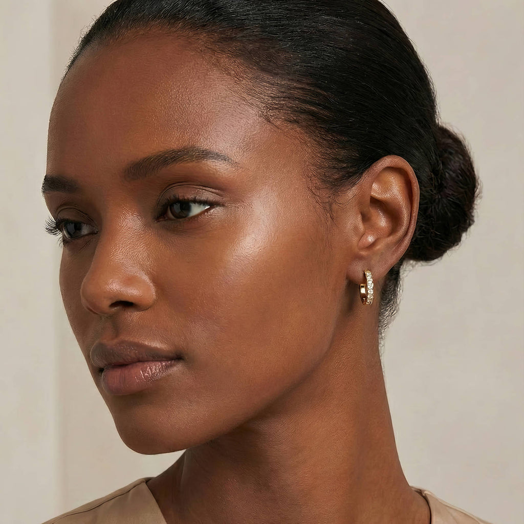 Half Crystal Hoop Earrings