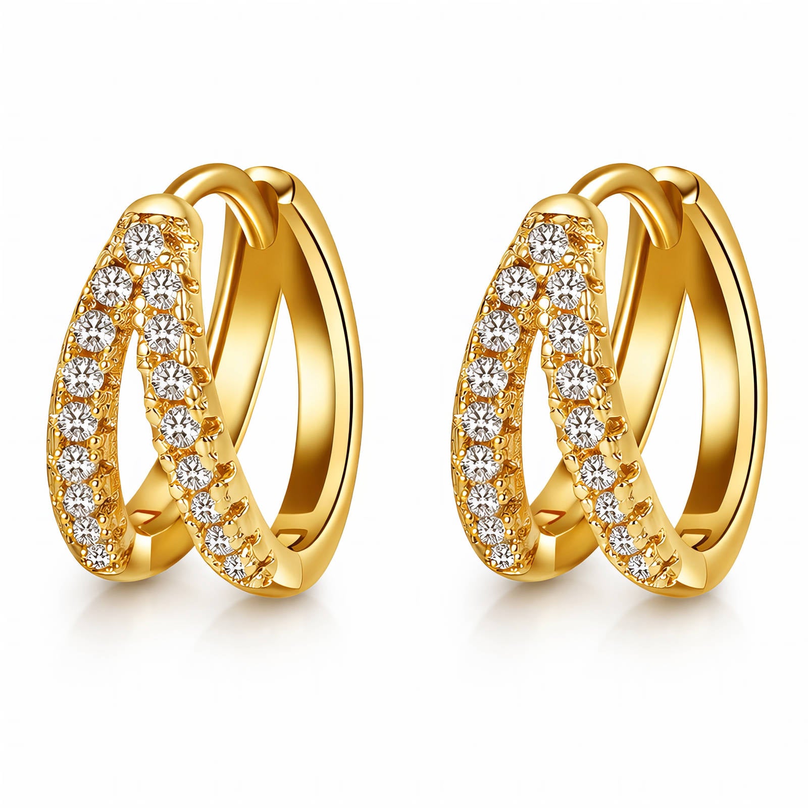 Gold/Crystal Hoop Earrings