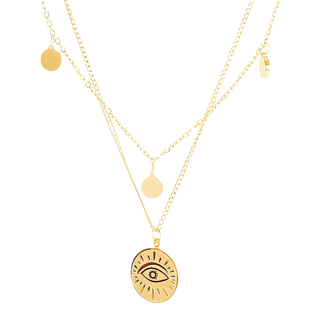18K Gold Plated Evil Eye Double Layer Necklace