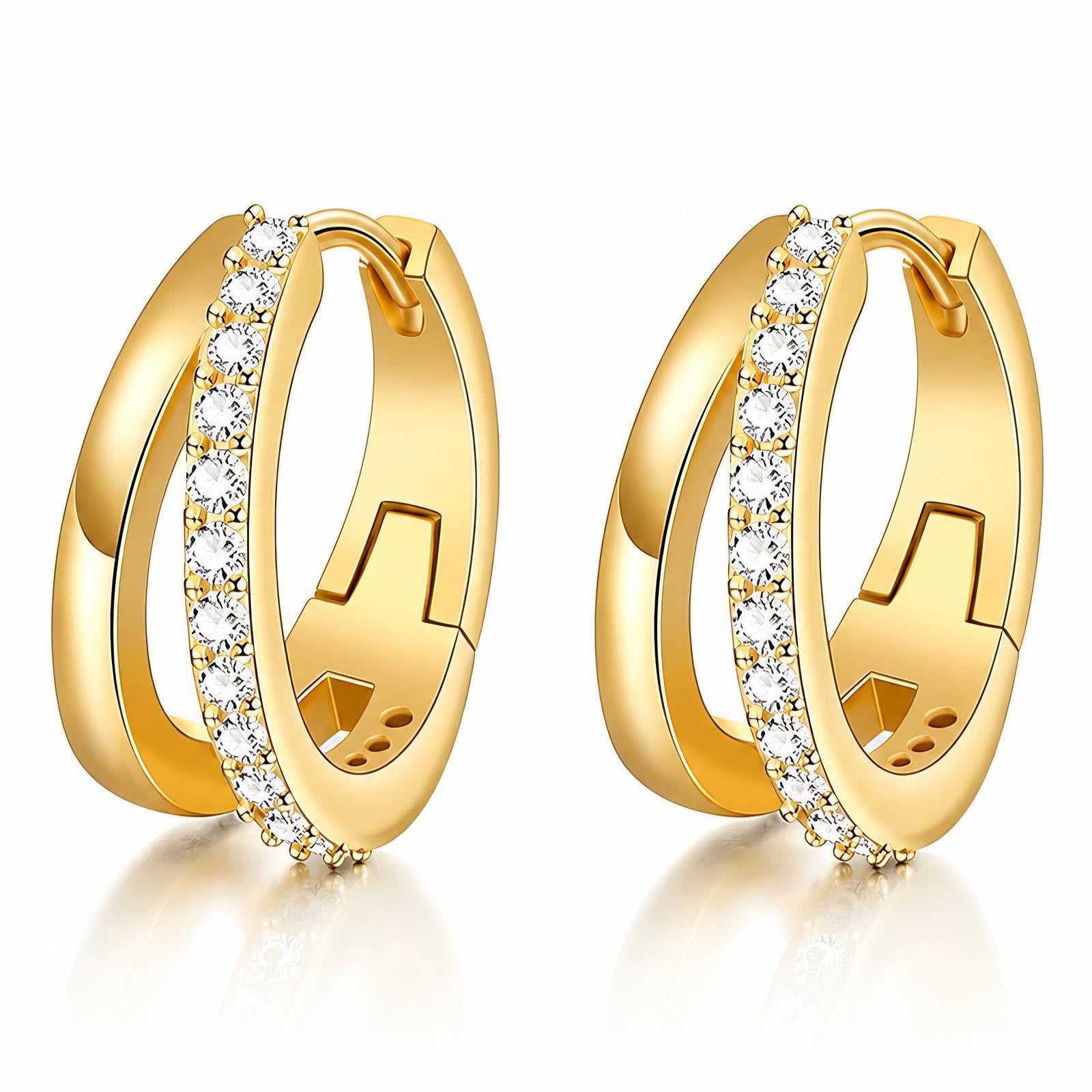 Crystal/Gold Hoop Earrings