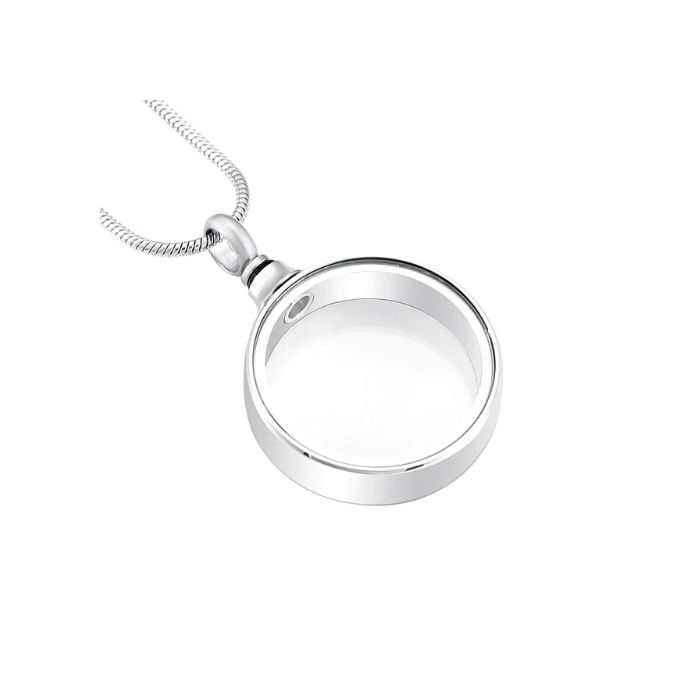 Stainless Steel Glass Circle Pendant/Necklace
