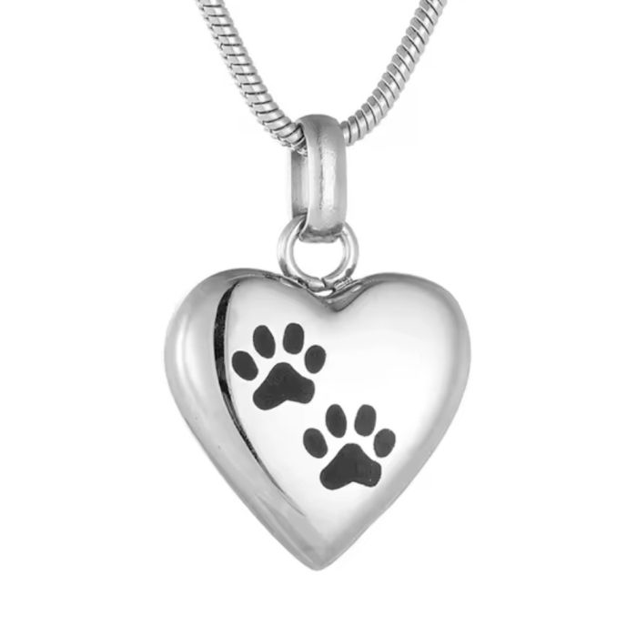 Stainless Steel Double Paw Heart Pendant/Necklace