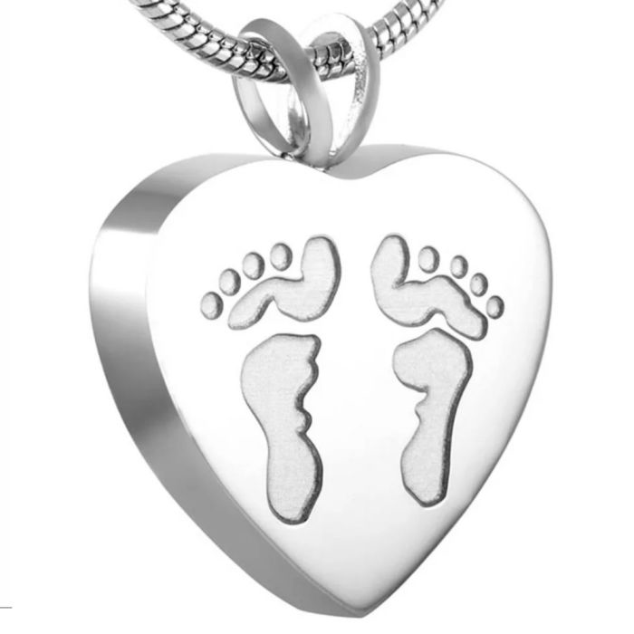 Stainless Steel Baby Feet Heart Pendant/Necklace