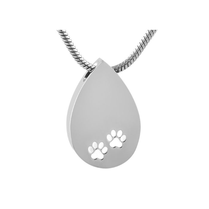 Stainless Steel Teardrop Paw Necklace Urn