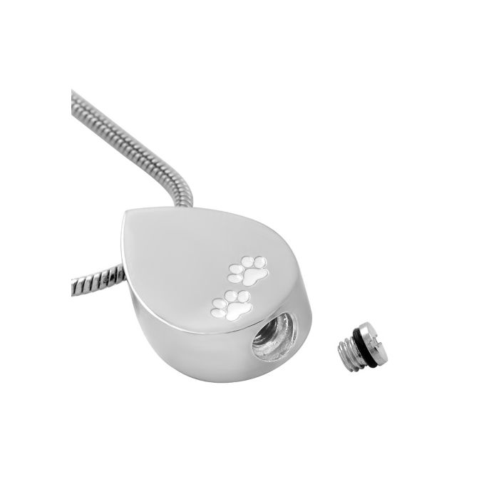 Stainless Steel Teardrop Paw Necklace Urn