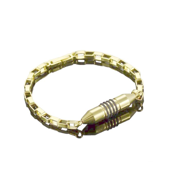Stainless Steel Gold Bullet Link Bracelet
