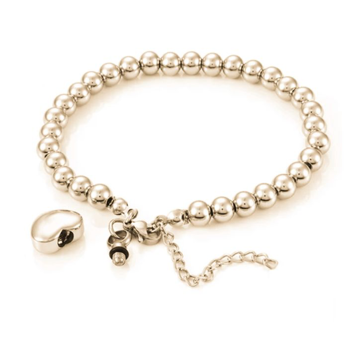 Stainless Steel Gold Ball Heart Bracelet