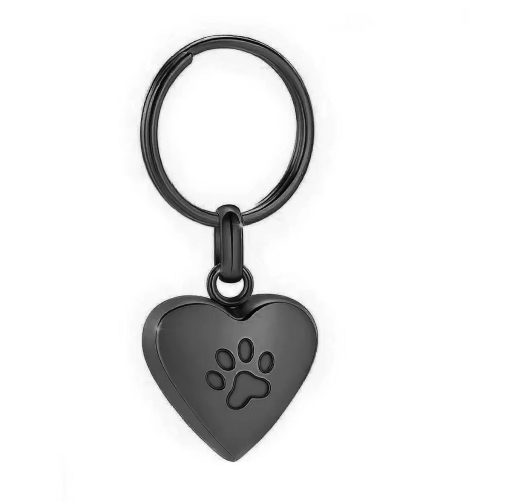 Stainless Steel Paw Print Heart Keychain