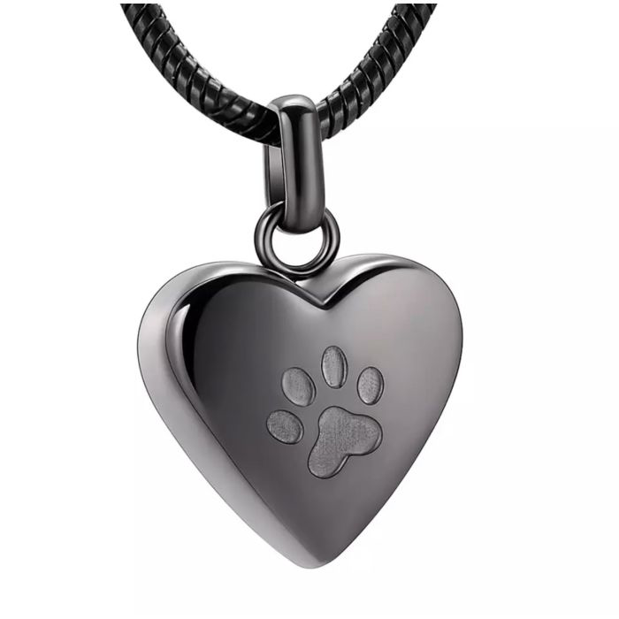 Stainless Steel Heart Paw Print Pendant/Necklace