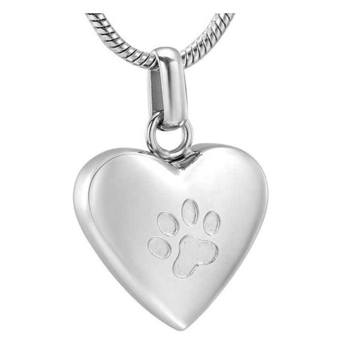 Stainless Steel Heart Paw Print Pendant/Necklace