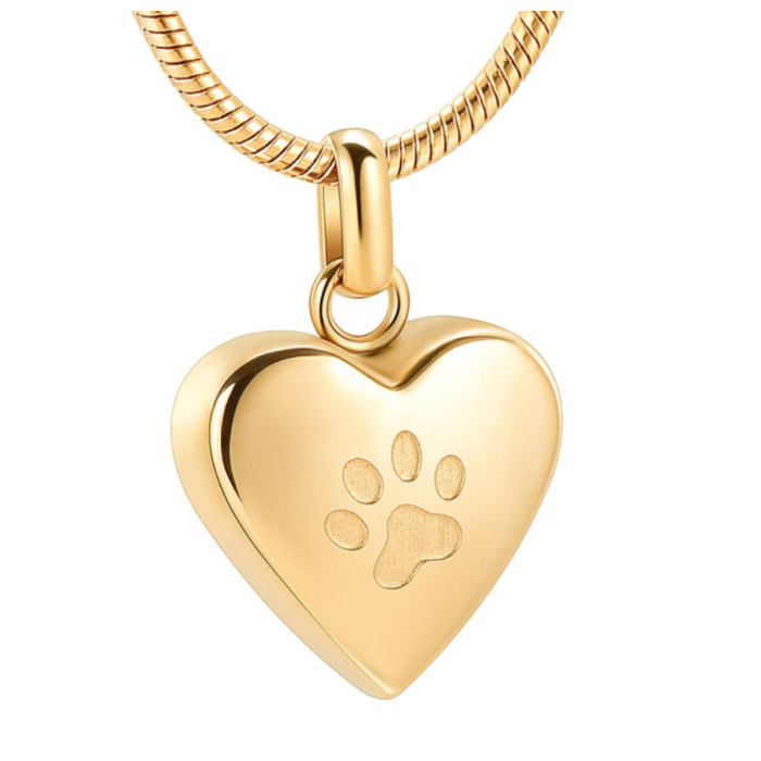 Stainless Steel Heart Paw Print Pendant/Necklace