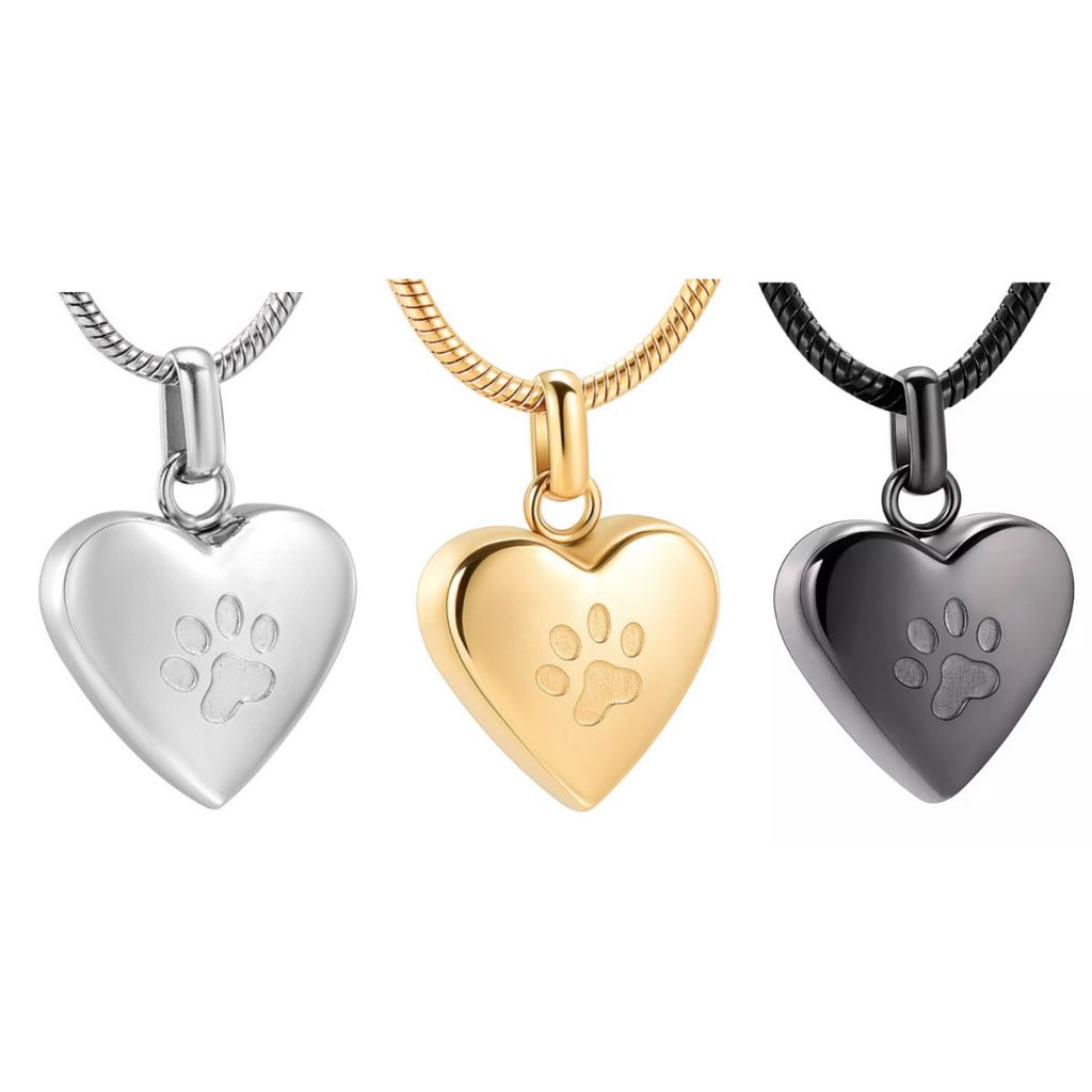Stainless Steel Heart Paw Print Pendant/Necklace