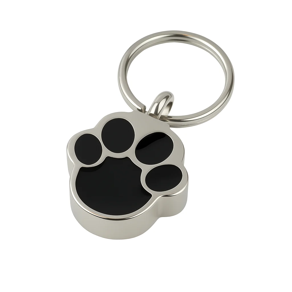 Stainless Steel Paw Print Keychain Urn