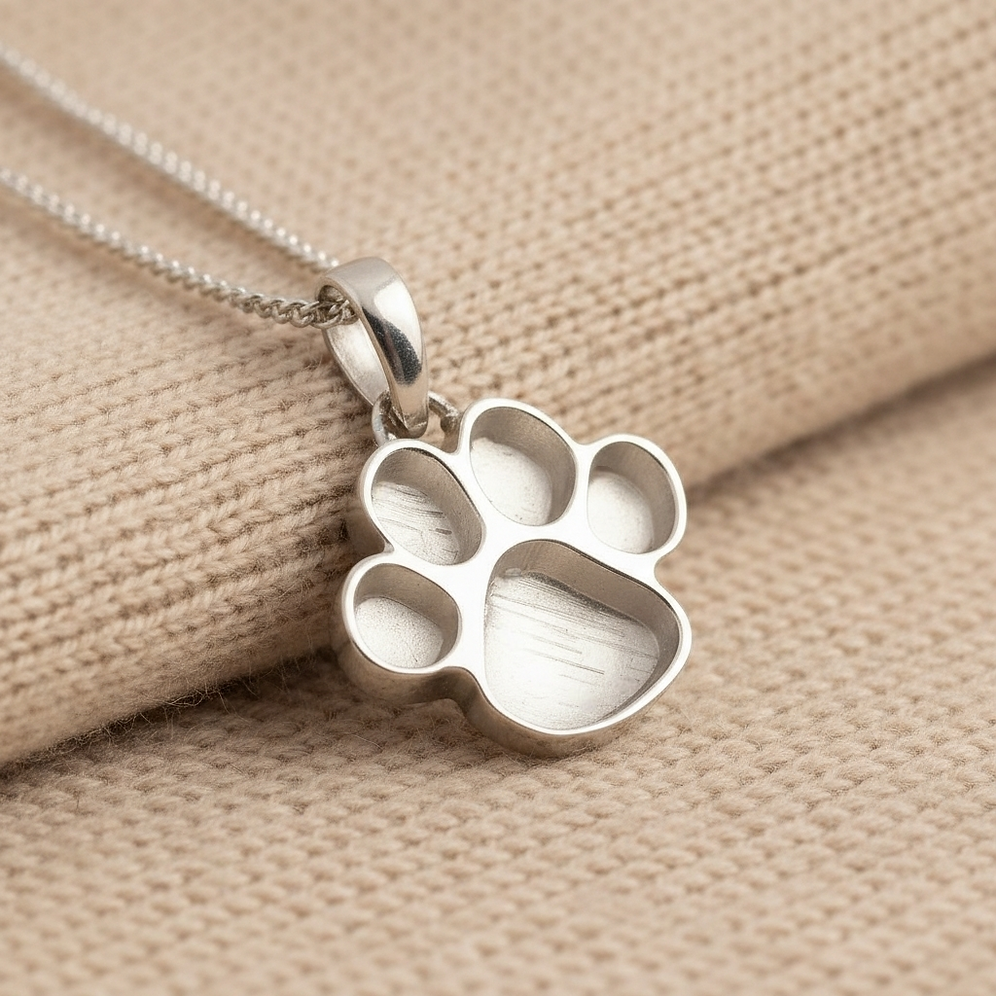 Sterling Silver Paw Print Charm/Necklace
