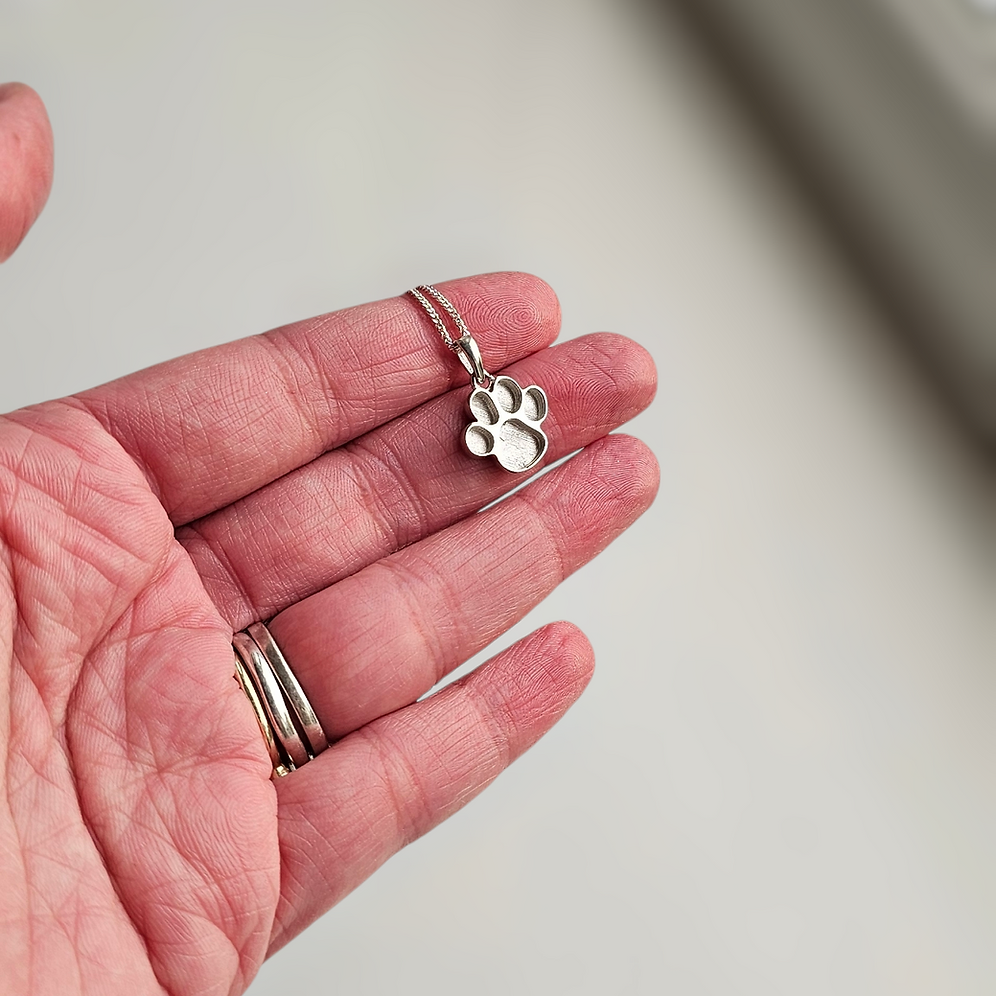Sterling Silver Paw Print Charm/Necklace
