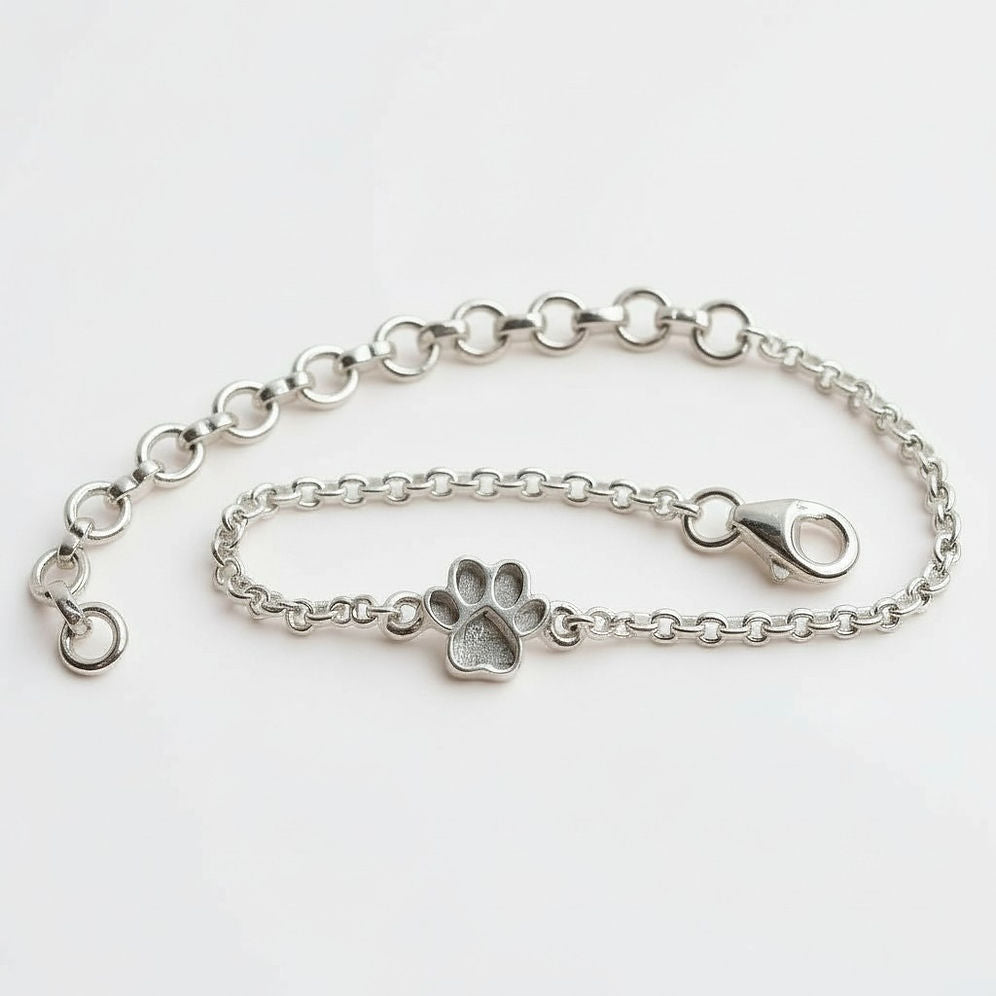 Sterling Silver Paw Print Adjustable Bracelet