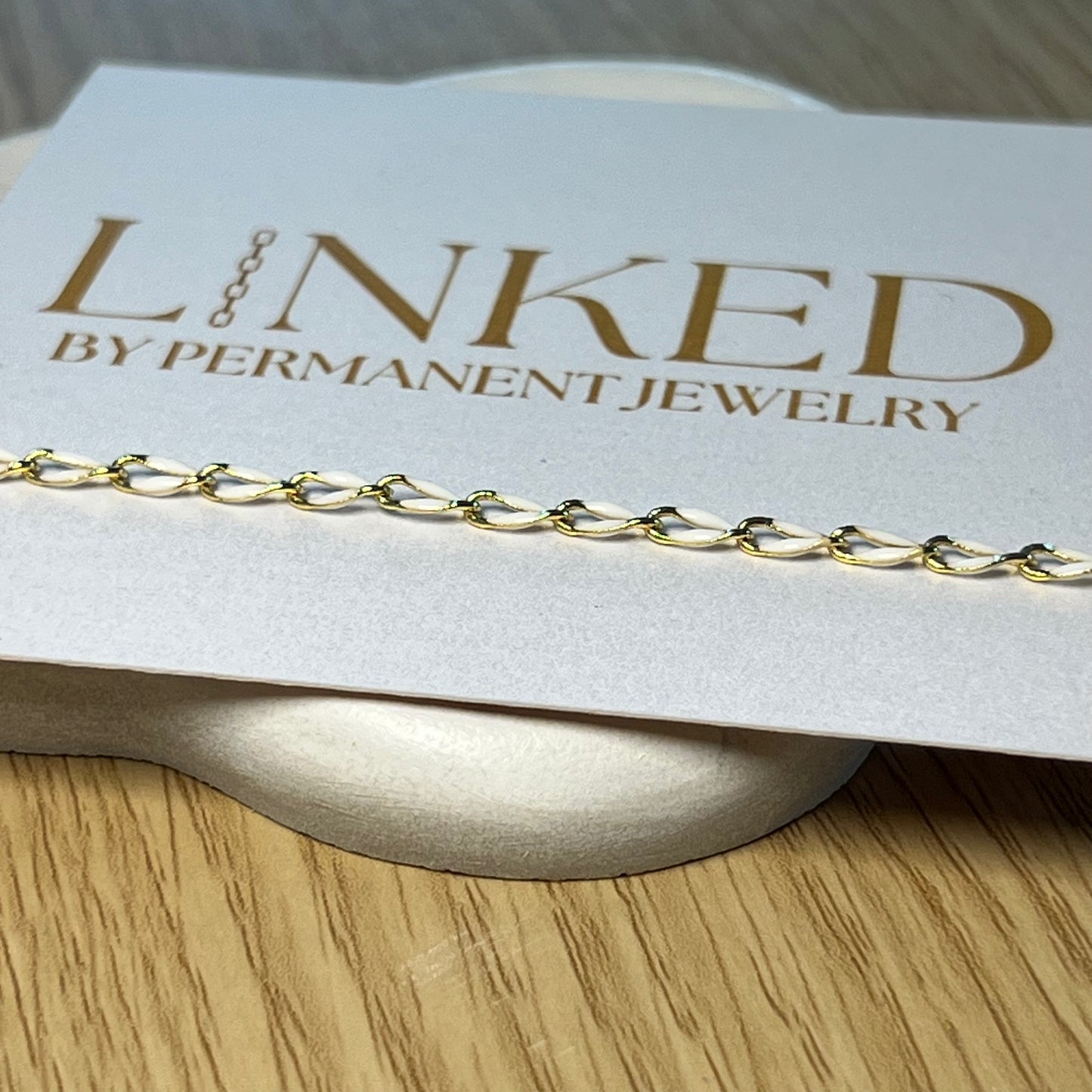 White - Gold Plated Enamel Chain