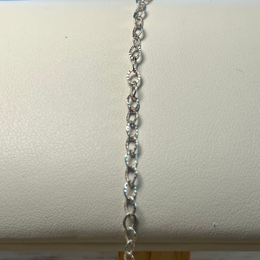 Textured Oval - Sterling Silver Chain