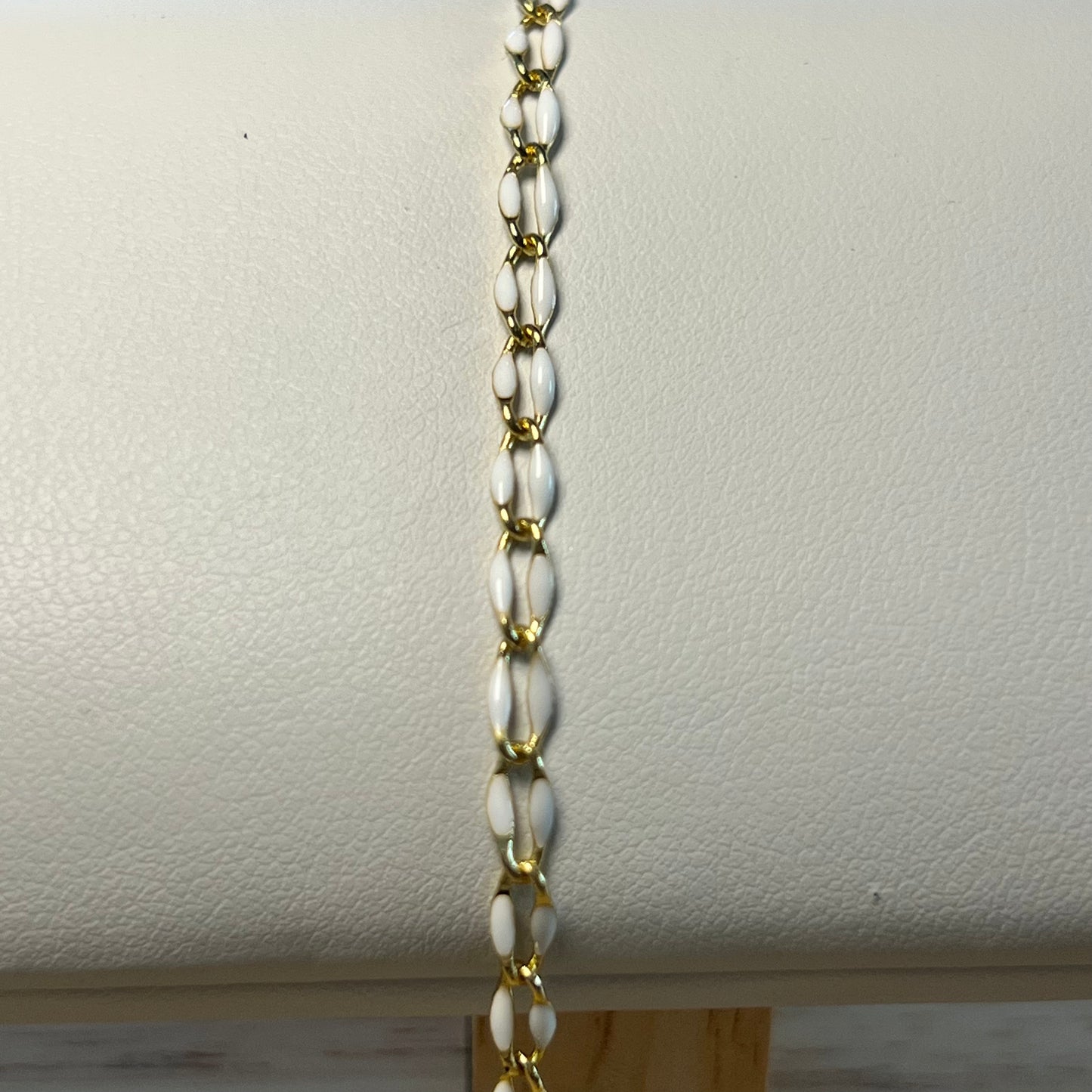 White - Gold Plated Enamel Chain