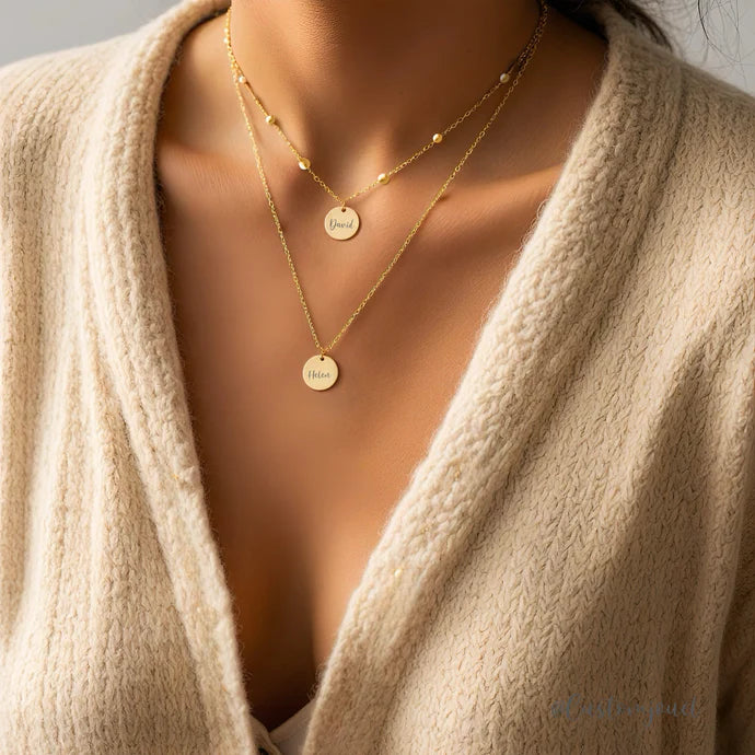 Double Layer Engraving Necklace