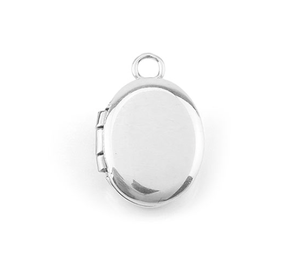 Sterling Silver Oval Photo Locket Necklace