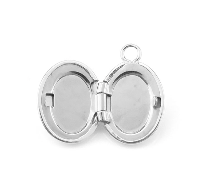 Sterling Silver Oval Photo Locket Necklace