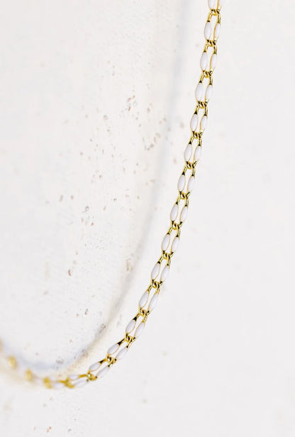 White - Gold Plated Enamel Chain
